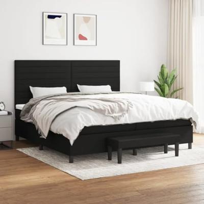 Boxspring met matras stof zwart 200x200 cm