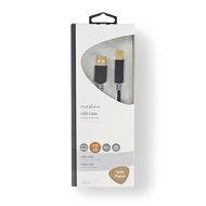 Kabel USB 2.0 | A male - B male | 3,0 m | Antraciet - thumbnail