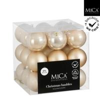 Mica Decorations Kerstballen Onbreekbaar 8 cm 27 Stuks Crème - thumbnail