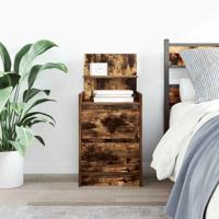 Nachtkastje met 2 lades 38x34x80 cm gerookt eikenkleurig - thumbnail