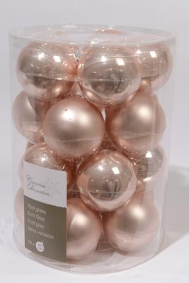 Decoris kerstballen Glas 20st poederroze 6cm
