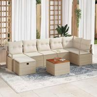 Tuinbankenset met kussen met opslag 8 pcs Beige poly rattan - thumbnail