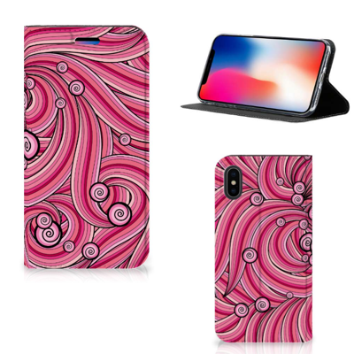 Apple iPhone X | Xs | Bookcase | Swirl Pink Apple iPhone X | Xs | Bookcase | Swirl Pink