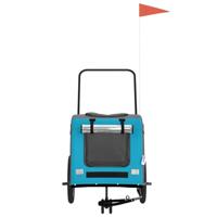 VidaXL Hondenfietstrailer oxford stof en ijzer blauw en grijs - thumbnail