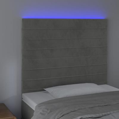 Hoofdbord LED 80x5x78/88 cm fluweel lichtgrijs - thumbnail