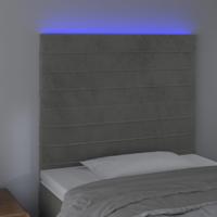 Hoofdbord LED 144x5x118/128 cm fluweel lichtgrijs - thumbnail