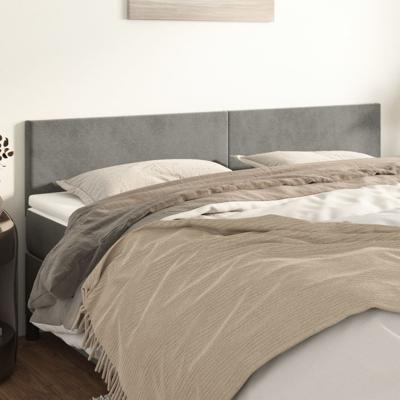Hoofdborden 2 st 100 x 5 x 78/88 cm fluweel lichtgrijs