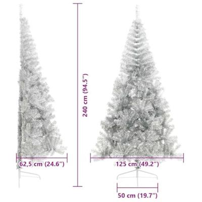 VidaXL Kunstmatig voorverlicht kerstboom met 300 led zilver 240 cm pet