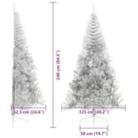 VidaXL Kunstmatig voorverlicht kerstboom met 300 led zilver 240 cm pet - thumbnail