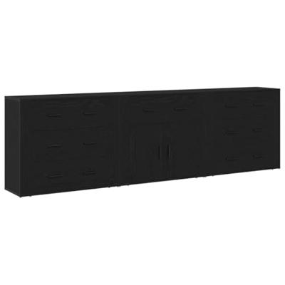 Dressoir met lade Zwart Eiken 240 x 33 x 70 cm Bewerkt hout
