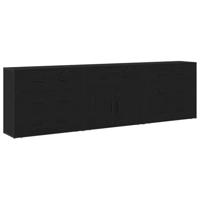 Dressoir met lade Zwart Eiken 240 x 33 x 70 cm Bewerkt hout - thumbnail