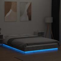 Bedframe met LED-verlichting bewerkt hout betongrijs 120x190 cm - thumbnail