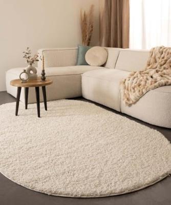 Tapeso Ovaal hoogpolig vloerkleed shaggy Trend effen - ivoor - 120x180