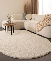 Tapeso Ovaal hoogpolig vloerkleed shaggy Trend effen - ivoor - 120x180 - thumbnail