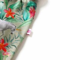 Kindershorts met trekkoord eenhoorn en plantenprint 104 lichtkaki - thumbnail