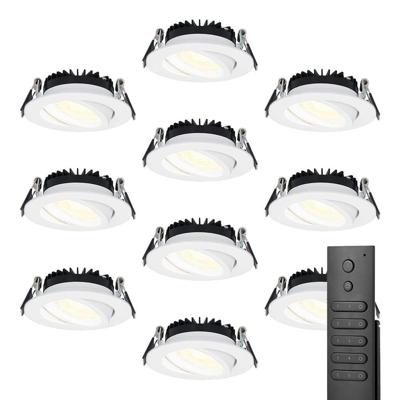 10x LED inbouwspots Rome - Wit - 6 Watt 500 lumen - Kantelbaar - Dimbaar - 2700K warm wit - IP44 Waterdicht - Inclusief afstandsbediening - Geringe inbouwdiepte