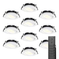 10x LED inbouwspots Rome - Wit - 6 Watt 500 lumen - Kantelbaar - Dimbaar - 2700K warm wit - IP44 Waterdicht - Inclusief afstandsbediening - Geringe inbouwdiepte - thumbnail