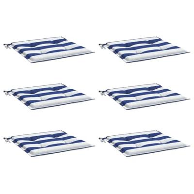 VidaXL Tuinstoelkussens 6 st gestreept 40x40x4 cm stof wit en blauw VidaXL Tuinstoelkussens 6 st gestreept 40x40x4 cm stof wit en blauw