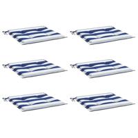 VidaXL Tuinstoelkussens 6 st gestreept 40x40x4 cm stof wit en blauw - thumbnail