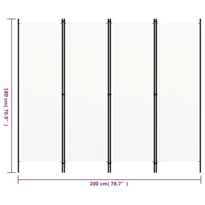 Kamerscherm met 4 panelen 200x180 cm crmewit