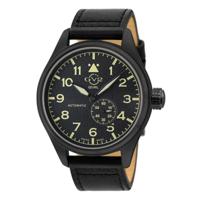 Gevril GV2 Men&apos;s Aeuronautica Black Dial Black Calfskin Leather Watch 18005 Heren Horloge - thumbnail