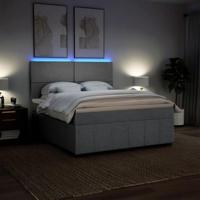 Boxspring met matras stof lichtgrijs 180x200 cm - thumbnail