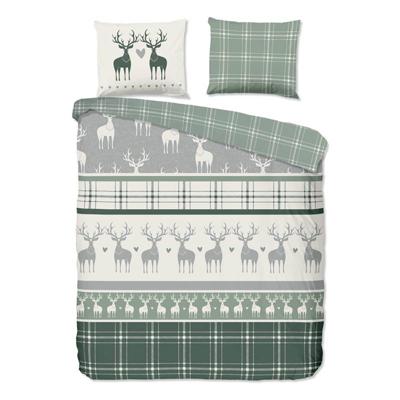 Good Morning Dekbedovertrek "rendieren" - Groen - (240x200/220 cm) - Katoen Flanel