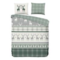 Good Morning Dekbedovertrek "rendieren" - Groen - (240x200/220 cm) - Katoen Flanel - thumbnail