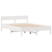 Bedframe zonder matras massief grenenhout wit 140x190 cm - thumbnail