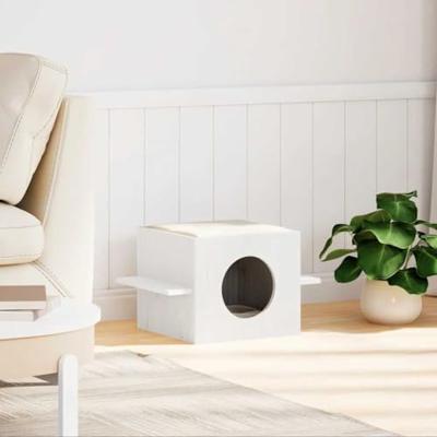 VidaXL Kattenhuis 51x35x30 cm massief grenenhout wit