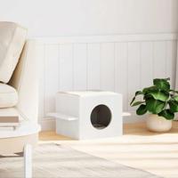 VidaXL Kattenhuis 51x35x30 cm massief grenenhout wit - thumbnail