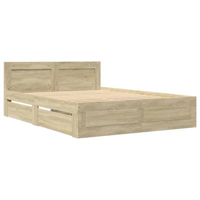 Bedframe met hoofdeinde bewerkt hout sonoma eiken 120x190 cm
