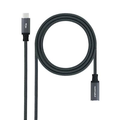 NANOCABLE 10.01.4500-COMB USB 3.2 Gen2X2 kabel, 100 W, 4K/60 Hz, USB-C/M, USB-C/H, zwart/grijs, 0,5 m
