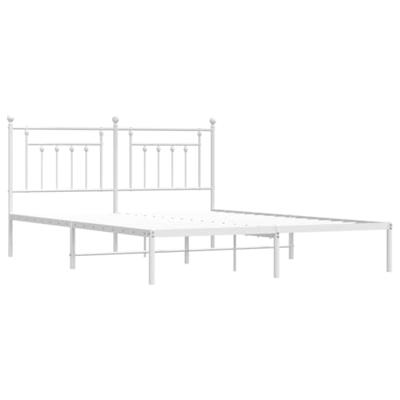 Bedframe met hoofdbord metaal wit 160x200 cm