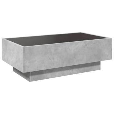 Salontafel met LED 90x50x30 cm bewerkt hout betongrijs