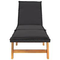 Ligbed met kussen poly rattan en massief acaciahout - thumbnail
