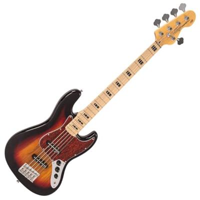 Vintage V495SB Coaster Series 5-string 3-Tone Sunburst vijfsnarige elektrische basgitaar