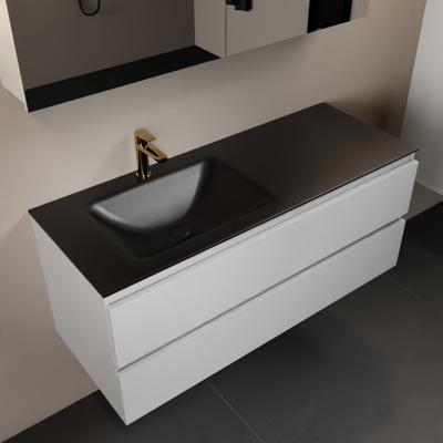 MONDIAZ AIVY 120cm badmeubel Talc, wastafel Urban solid surface links 1 kraangat met spiegelkast (AI-351631URBAN-SI - AI-M120TALI - AI-C120TAMI)