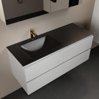 MONDIAZ AIVY 120cm badmeubel Talc, wastafel Urban solid surface links 1 kraangat met spiegelkast (AI-351631URBAN-SI - AI-M120TALI - AI-C120TAMI) - thumbnail