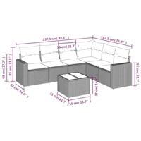 7-delige Loungeset met kussens poly rattan beige - thumbnail
