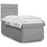 Boxspring met matras stof lichtgrijs 80x200 cm - thumbnail