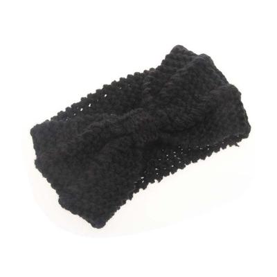 Winter gebreide hoofdband tulband vrouwen haak Bow breed stretch Hairband Zandana (zwart)