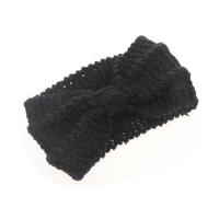 Winter gebreide hoofdband tulband vrouwen haak Bow breed stretch Hairband Zandana (zwart) - thumbnail