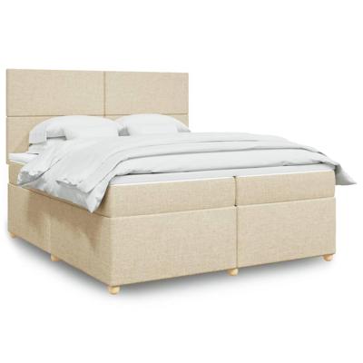 Boxspring met matras stof crèmekleurig 200x200 cm