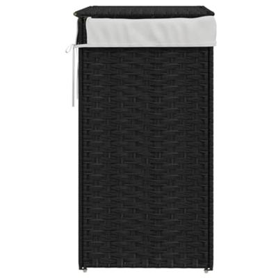 VidaXL Wasmand met deksel 46x33x60 cm poly rattan zwart VidaXL Wasmand met deksel 46x33x60 cm poly rattan zwart