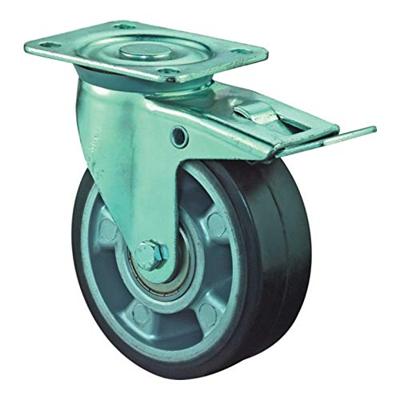 BS Rollen Zwenkwiel voor zware lasten | wiel d. 200 mm draagvermogen 450 kg | totale rem rubber | 135 mm 110 mm | 1 stuk - L620.B80.200 L620.B80.200