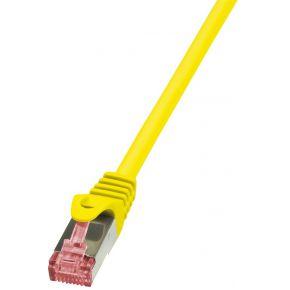 LogiLink CQ2027S RJ45 Netwerkkabel, patchkabel CAT 6 S/FTP 0.50 m Geel Vlambestendig, Snagless 1 stuk(s)