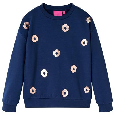 Kindertrui bloemenprint 104 marineblauw