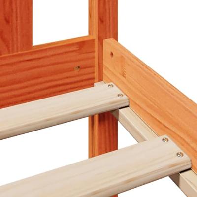 Bed met boekenkast zonder matras grenenhout wasbruin 140x200 cm