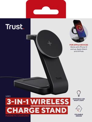 Trust Viro 3-in-1 Wireless Magnetic Charge Stand Oplader Zwart - thumbnail